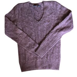 Vintage Ralph Lauren Wool Cashmere Purple Cable Knit Sweater Size Small